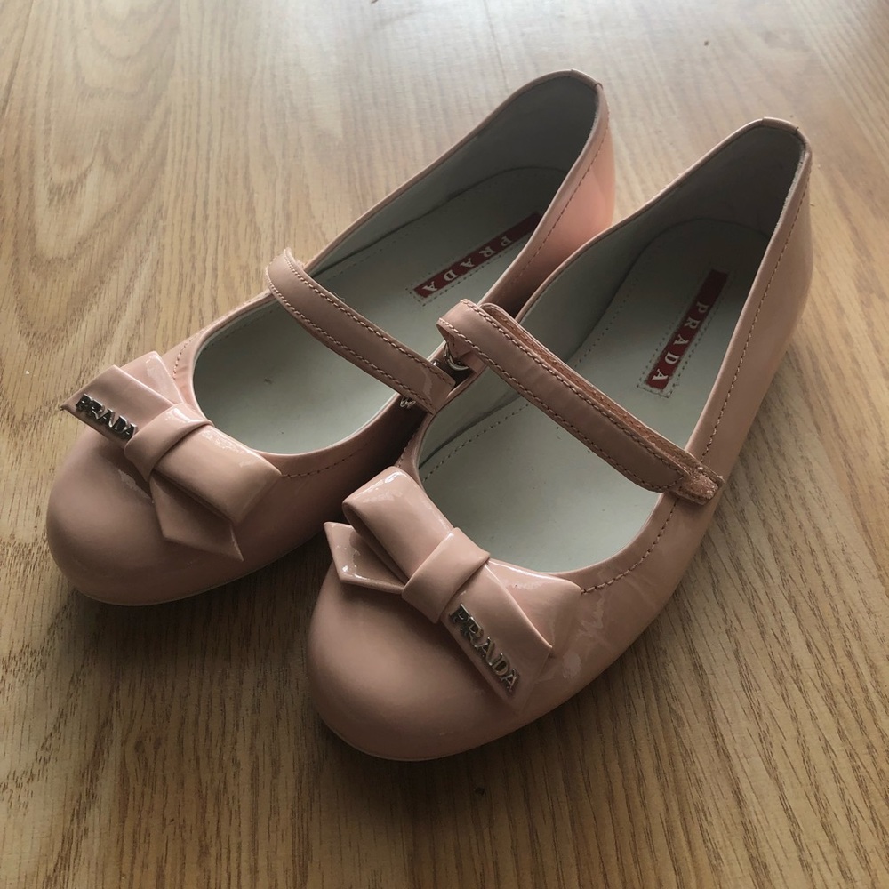 PRADA girls patent light pink ballerina shoes size 29 US 11.5 12